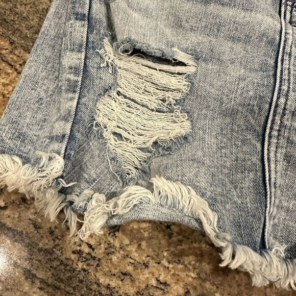 American Eagle size 0 distressed denim jean skirt stone wash - Picture 7 of 7